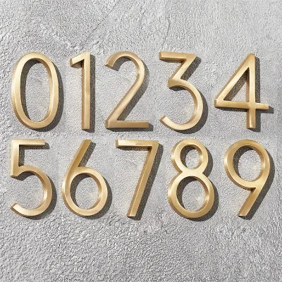 Cosun 6-Inch Modern Home Door Plates Acrylic Iron Exterior Door with Gold House Number Metal Floating Mount for Apartment