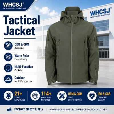 OEM ODM Supplier Men's Windproof Softshell Jacket Fleece Lined Thermal Jacket for Hiking Camping Field Outdoor Hooded Jacket