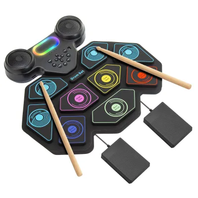 Hand-rolled Drum Set Portable Desktop Drum Pad Cross-border Hot-selling Children's Electronic Musical Instrument Wholesale