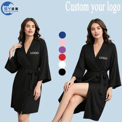 Hot Sale Fixed Outer Tie Belt Fixed Belt Women Fashionable Waterproof Robes with Pocket Spa Salon Customized logo