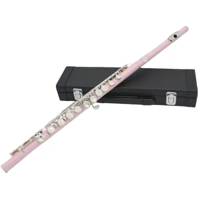 Pink C Key Flute White Copper Body Professional Band Performance Suitable for Beginners Sturdy Wind Instrument