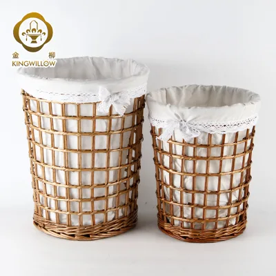 New Hot Cylindrical Handmade Woven Wicker Bathroom Storage Basket Woven Dirty Clothes Laundry Storage Basket for Home Hotel