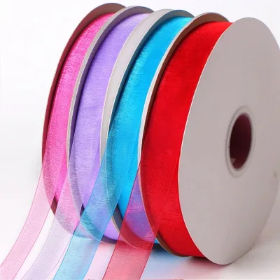 Polyester Organza Ribbon Solid pink Organza Ribbon Roll Wholesale