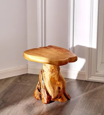 Guan Sen Modern Rectangle Natural Cedar Tree Stump Mushroom Stool Eco-Friendly Outdoor Home Decor