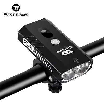 WEST BIKING Intelligent High Brightness Bike Light 1600 Lumens 5 Modes 5200MAH Capacity Power Bank Digital Display Bike Light