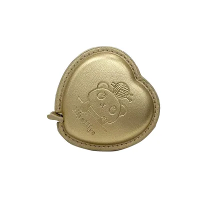 1.5 Meter Personalized Logo Golden Heart Shape Tape Measure PU Leather for Tailor Clothing