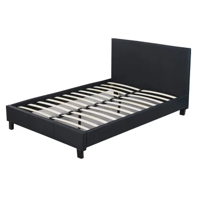 Elegant Classic Black Robust Wood Bed Frame with Tufted Soft Bed Headboard Sleek Design with Black Finish