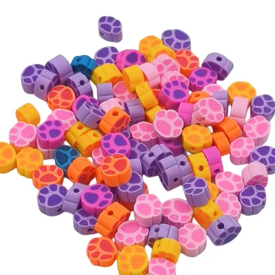 Hot selling mixed color cat claw polymer soft clay bead jewelry making DIY hair card glasses chain necklace accessories