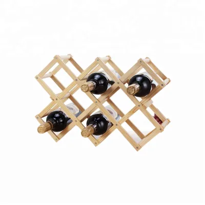 5-Bottle Foldable Wood Minimalist Eco-Friendly Wine Rack Plain Counter Top Display Cooler for Beer Wine for Home Party Occasions