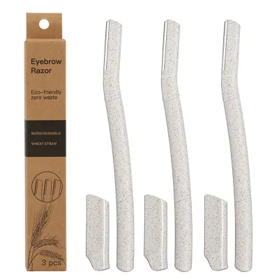 3 PCS/Box Wheat Straw Material Eyebrow Razor Eco-friendly Face Razors for Women Biodegradable Eyebrow Trimmer Set With Box