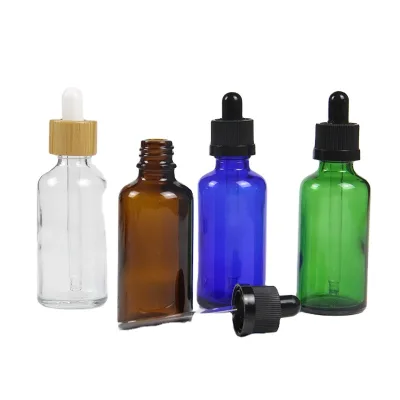 Custom 1oz 10ml 30ml 50ml 100ml Luxury clear Oil Glass Round Cosmetic Dropper Bottle 2 oz 60ml