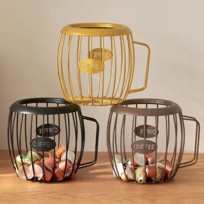 Iron Wire Fruit Basket Coffee Capsule Storage Basket Desktop Decoration Fruit Candy Storage Basket
