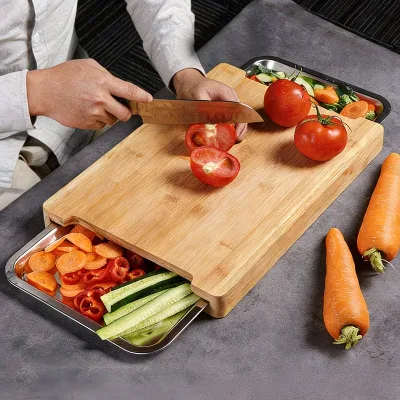 chopping board wooden and stainless steel Thickened Cutting Board with Dual Prep wood and stainless steel cutting board small