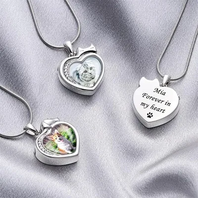 Fondly Remembered Paw Print Pendant Pet Cremation Memorial Necklace Jewelry With Large Capacity Grey Room