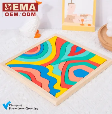 EMA High Quality Wood Four Elements Montessori DIY Stacking Toy-Colorful Rainbow Earth Fire Water Air-Fun for Kids
