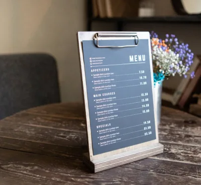 Hot Selling Table Stand Menu Holder Wooden Sign Holder Menu Covers Wooden Display Board Wood Menu Display