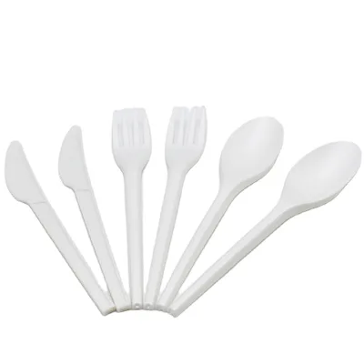 Eco-friendly Compostable PLA Biodegradable Disposable Cutlery Grade Molding Includes Spoon Fork Knife Tableware Set