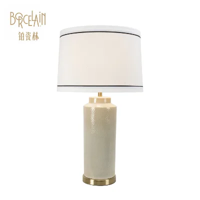 Factory Wholesale White Mini Fabric Lamp Shade Ceramic Table Lamp Shade