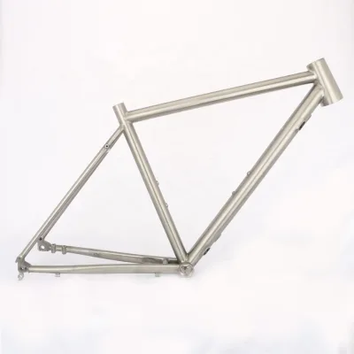 High Quality Lightweight Durable Polished Finish Water Resistant Titanium Gravel Bike Frame with Flat Mount Disc Brake Thru Axle