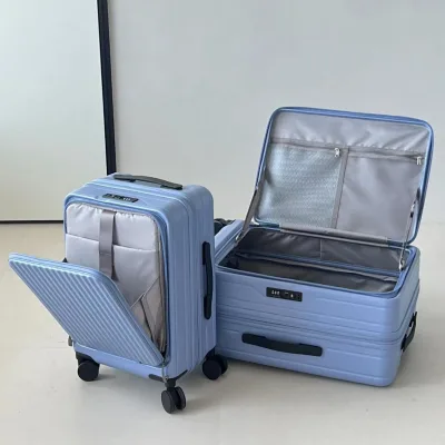 Front Open 3-Piece Spinner Carry-On Suitcase Set 20/24/28 Inch Durable Aluminum Alloy Trolley Luggage with Lock