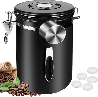 35 oz Coffee Storage Container Stainless Steel Airtight Coffee Jar with Scoop, Date Tracker and CO2 Release Valve