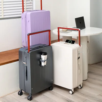 Luxury ABS Durable Lightweight Modern Portable Travel Luggage Set 20 24 26 Inch Wide Handle Aluminum Frame Removable Spinner
