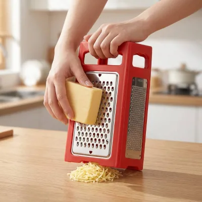 Wholesale 4-Sided Stainless Steel Box Grater Multi-Function Cheese Vegetable Shredder Slicer Kitchen Tool with Handle