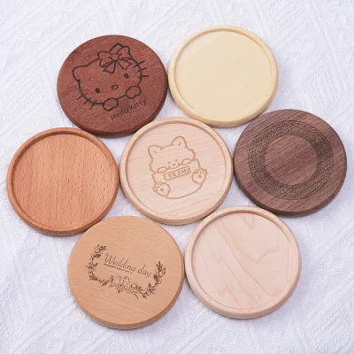 Hot Sale Wooden Coaster Factory Supply Round Square Walnut Coaster Custom Beer Drink Beech Wood Coaster