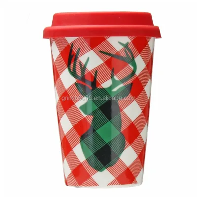 Deer design ceramic mug for Christmas gift OEM