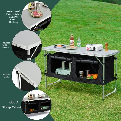 Customized Outdoor Furniture Mobile Kitchen Folding Table Portable Camping Aluminum Alloy Multi-function IGT Picnic Lightweight