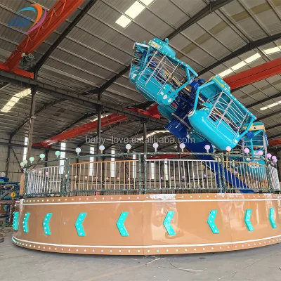 Rising Arm Space Ride Cartoon Spacecraft Cabins Glowing LED Show Carnival Fairground Attraction Family Entertainment