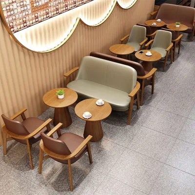 OEM Restaurant Design Wood Dining Tables and Chairs Restaurant Seating Booth