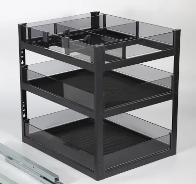 Gruwill Multi-functional Kitchen Metal Storage Rack Easy Installation Soft Close Seasoning Glass Basket