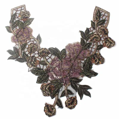 Stock Water Soluble Fashion Design Embroidery Neck Lace Crochet Collar Lace Collar for Stand Collar