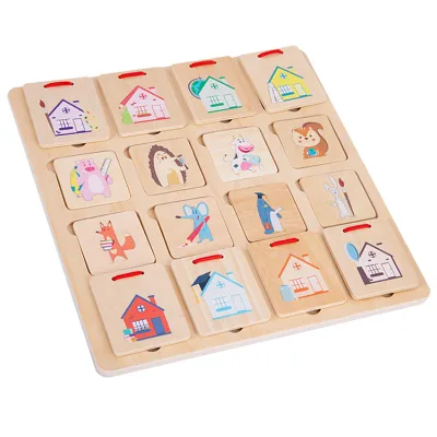 Children Animals Find House Clues Pairing Wooden Creative Puzzle Toy Animal Matching Game