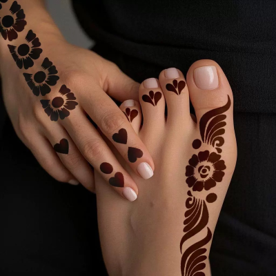 3 Layer Reusable Henna Tattoo Stencil Flower Design for Girls