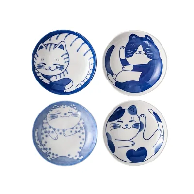 Pottery Eco-Friendly Sauce Dishes Sushi Tableware Japanese Style Dessert Creative Cute Cartoon Lucky Cat Pattern Spice Party