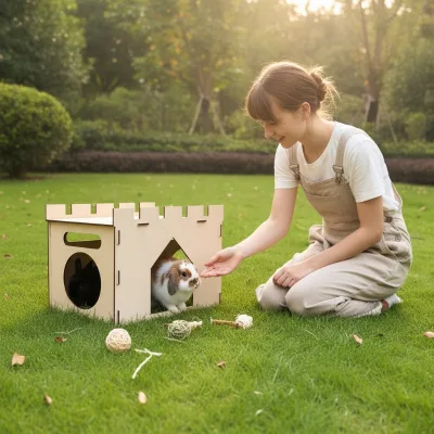 New Cross-Border Rabbit Winter Sleeping Nest, Wooden Rabbit Cage, Luxury Warm Rabbit Castle, Rabbit Nest Supplies