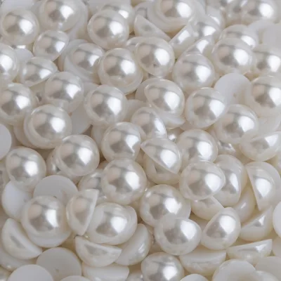 BWEAR Wholesale High Light Smooth Faceted Semi-circle Half Round Loose Shiny Pearls Beads for DIY Decoration Luxury Fabric Make
