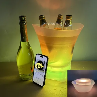 RICHSHINING New Arrival Foldable Led Ice Bucket with Wireless Music Speaker RGB Light Ice Bucket for bar Nightclub