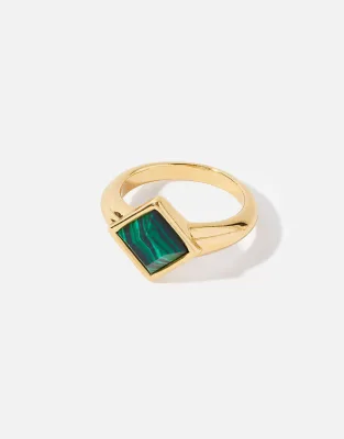 Malachite Gemstone Ring Women 925 Sterling Silver Genuine Green Malachite Natural Crystal Rings