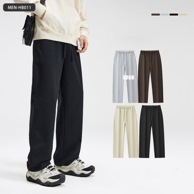 Men 420G Heavy Terry Wide Leg Straight Pants Casual Loose Comfortable Trousers