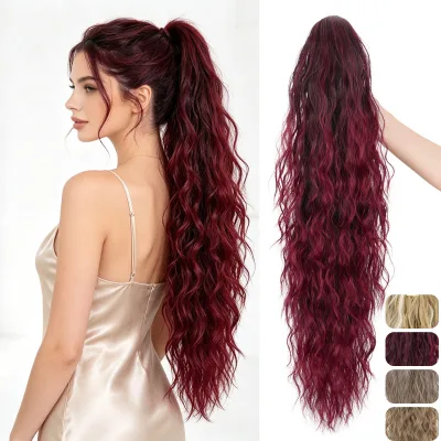 Hot Selling Europe and America 30 Inches Fluffy Corn Roll Claw Ponytail Voluminous Hair Ponytails Synthetic Hair for Women Hair
