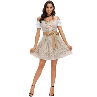 New Arrival 2020 Mini Dirndl with Lace Apron Fashion German Oktoberfest Bavaria Lady's Dirndl Dress