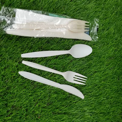High Quality Chinese Disposable Plastic PP Cutlery Set Fancy Hard Plastic 3 Piece Cutlery Sets Long Handle Flatware Set