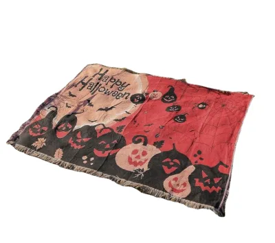 Home Deco Vintage Tapestry Halloween Pumpkin Cat Rugs Halloween Blankets