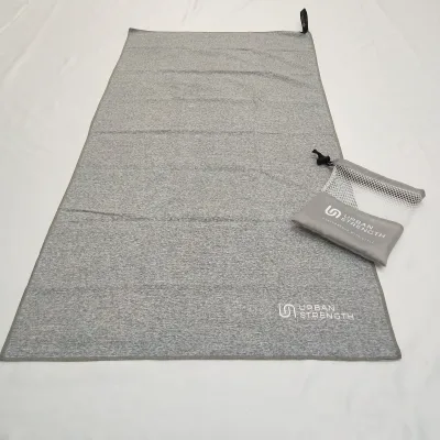 Gym Towel Woven Solid Color Microfiber Quick-Dry with Zipper Pocket