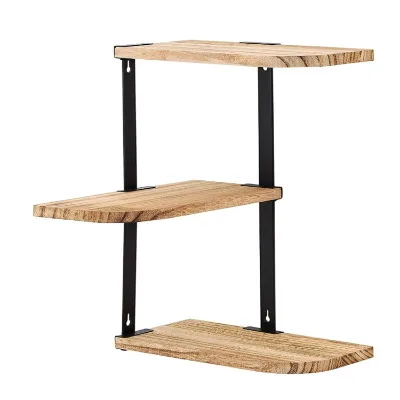 3 Tier Decorative Corner Wall Shelves Space Saving Durable Easy to Install for Home and Office Wooden Corner Wall Shelves