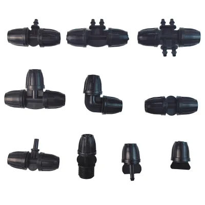 Irrigation Hose Connector Tee Water Elbow End Plug for 8/11MM Pipe With 4/7 MM Barbed Reducing Cross Connector