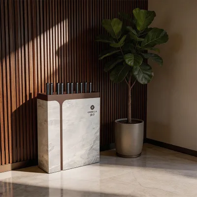 Hotel Lobby High-Grade MDF Eco-Friendly Durable Umbrella Rack Contemporary Design for Commercial Real Estate Storage Free Custom